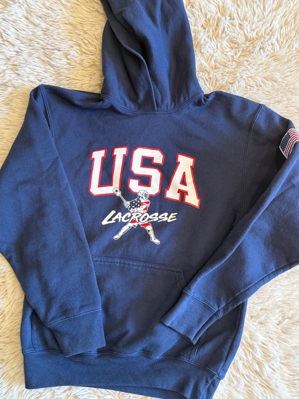 🥍USA Lacrosse Navy Hoodie Sweatshirt Lacrosse Unlimited youth large